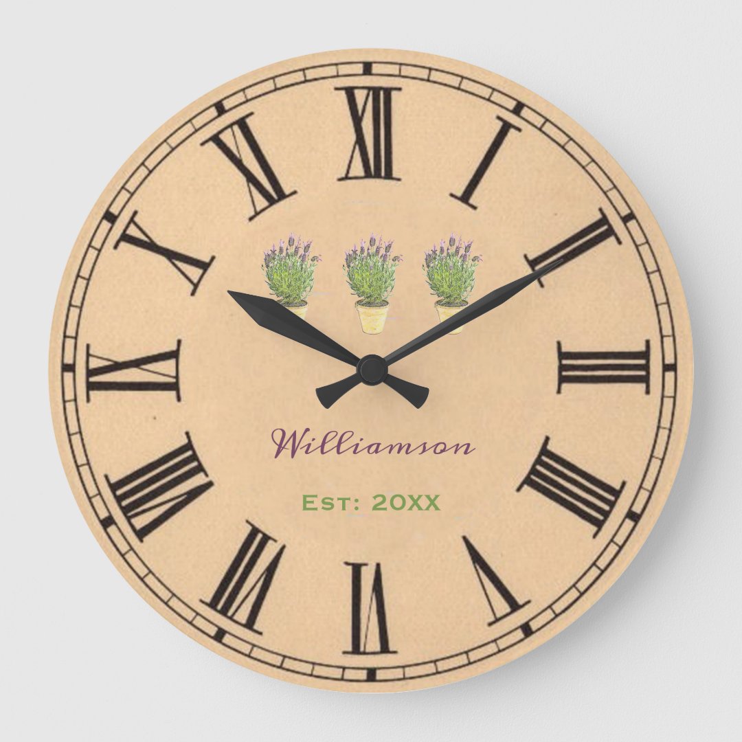 Rustic Shabby Chic Family Established In Large Clock Zazzle