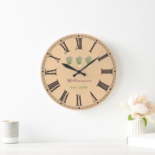 Rustic Shabby Chic Family Established In Large Clock Zazzle