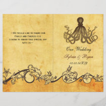 Rustic shabby chic octopus beach Wedding program