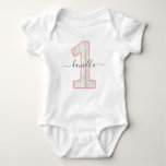 Rustic Shabby Chic Pink Floral Wood 1 One Birthday Baby Bodysuit at Zazzle