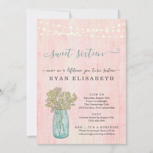 Rustic Shabby Chic Surprise Sweet Sixteen Party In Invitation