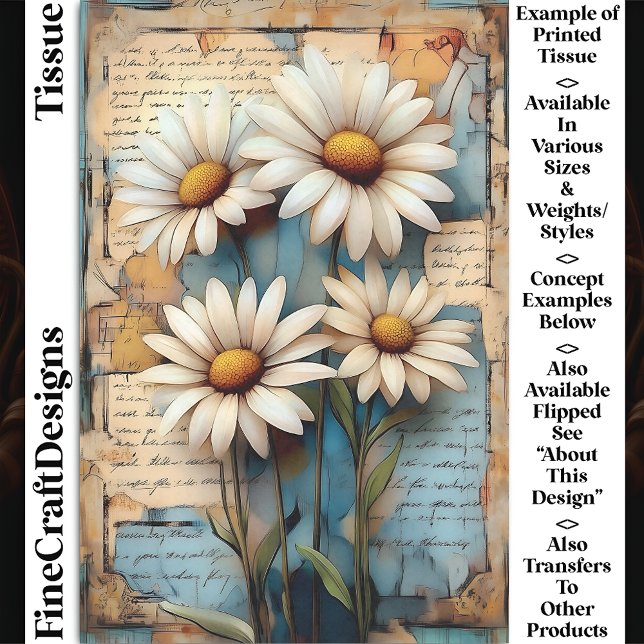 Rustic Shabby Chic White Daisies DB5R Decoupage Tissue Paper (Creator Uploaded)