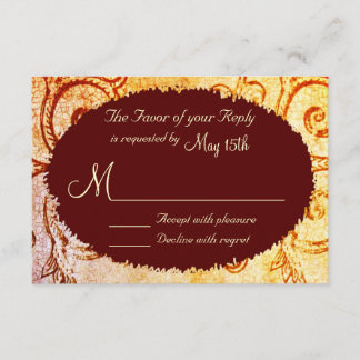 Rustic Shabby Country Maroon Wedding RSVP Cards