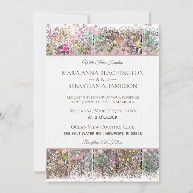 *~* Rustic Shabby Rainbow Distressed Wood Invitation (Front)