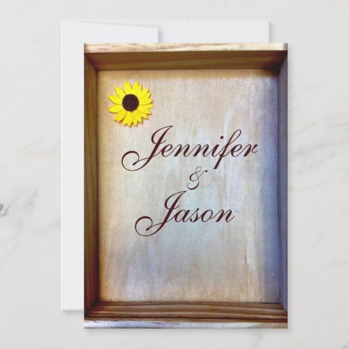 Rustic Shadow Box Sunflower Wedding Invitation