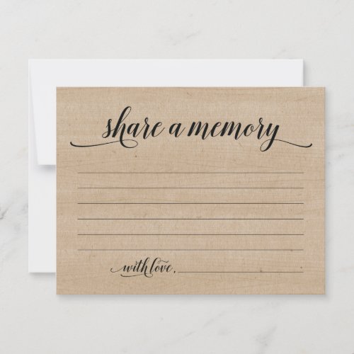 Rustic Share A Memory Sympathy Memorial Note Card