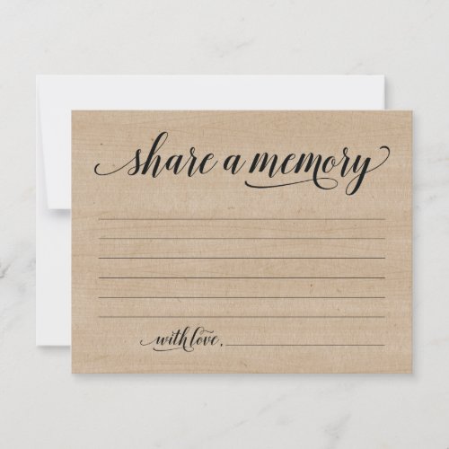 Rustic Share A Memory Sympathy Memorial Note Card