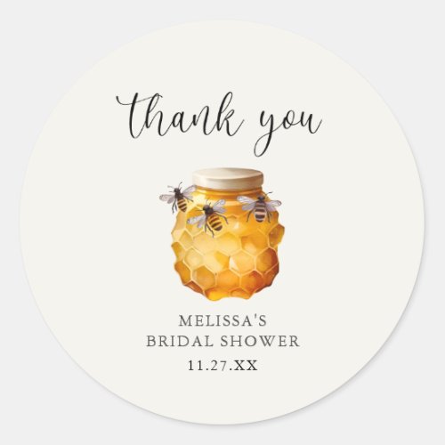 Rustic She Found Her Honey Bridal Shower Thank You Classic Round Sticker