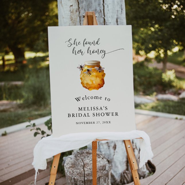 Rustic She Found Her Honey Bridal Shower Welcome Foam Board (Creator Uploaded)