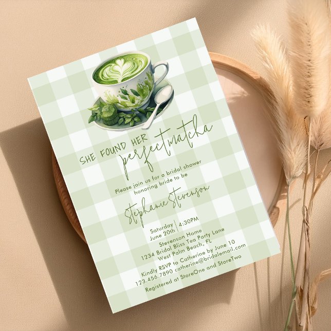 Rustic She Found Her Perfect Matcha Bridal Shower Invitation (Creator Uploaded)