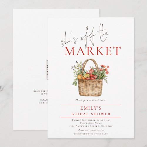 Rustic She’s Off the Market QR Code Bridal Invitation