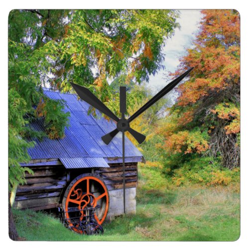Rustic Shed Landscape Square Wall Clock