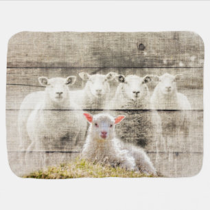 Rustic Sheep Baby Lamb Burlap Blanket