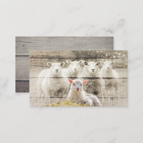 Rustic Sheep Baby Lamb Burlap Business Card