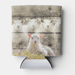 Rustic Sheep Baby Lamb Burlap Can Cooler