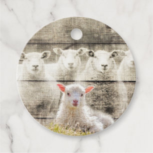 Rustic Sheep Baby Lamb Burlap Favor Tags