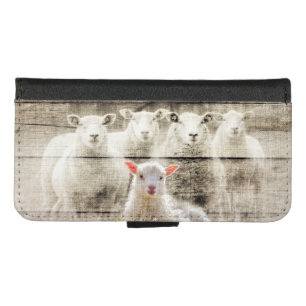 Rustic Sheep Baby Lamb Burlap iPhone 8/7 Wallet Case