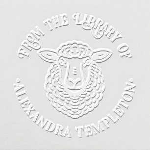 Rustic Sheep Head Library Book Name #1P Embosser