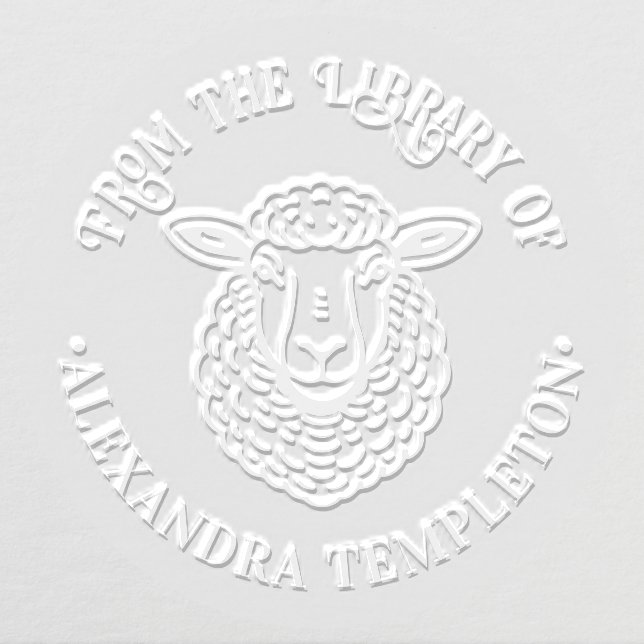Rustic Sheep Head Library Book Name #1P Embosser (Design)
