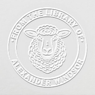 Rustic Sheep Head Library Book Name Embosser