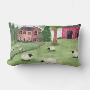 Rustic Sheep in Pasture Lumbar Pillow