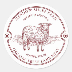 Rustic Sheep Lamb Logo Farm Field Classic Round St Classic Round Sticker