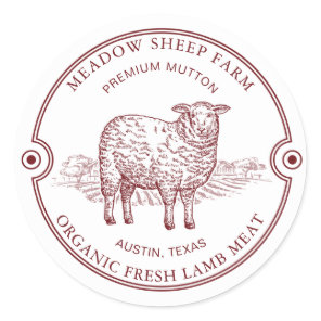 Rustic Sheep Lamb Logo Farm Field Classic Round St Sticker