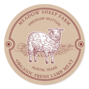 Rustic Sheep Lamb Logo Farm Field Classic Round Sticker