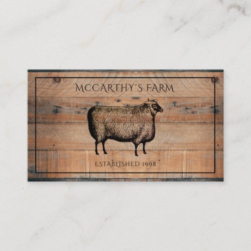 Rustic Sheep Shiplap Barn Wood Custom Farm Logo  Business Card