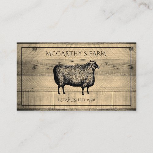 Rustic Sheep Shiplap Barn Wood Custom Farm Logo Business Card