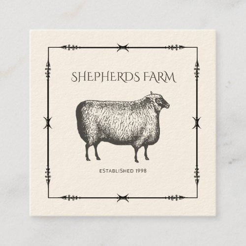 Rustic Sheep Wrought Iron Arrows Custom Farm Logo Square Business Card