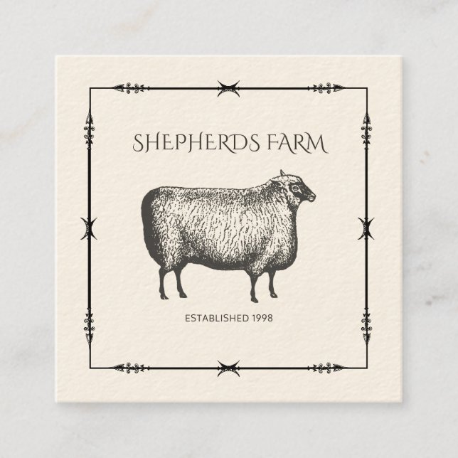 Rustic Sheep Wrought Iron Arrows Custom Farm Logo Square Business Card (Front)