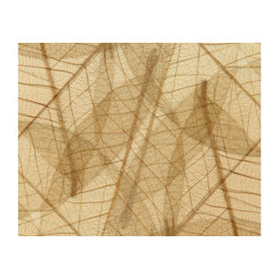 Rustic Sheer Cream Beige Lace Leaves Wood Wall Art