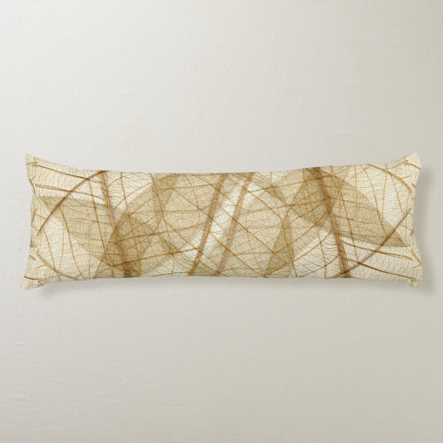 Rustic Sheer Cream Lace Leaves Body Pillow (Front)