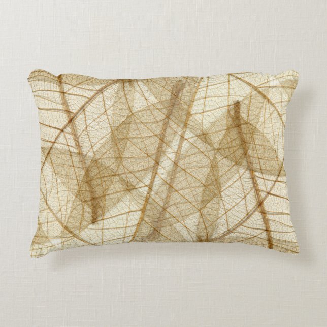 Rustic Sheer Cream Lace Leaves Decorative Pillow (Front)