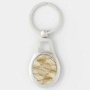 Rustic Sheer Cream Lace Leaves Keychain