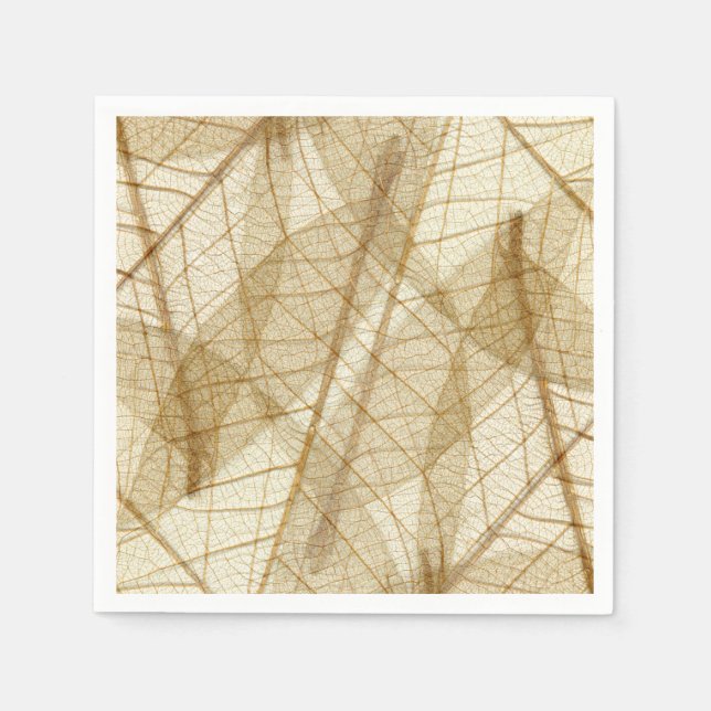 Rustic Sheer Cream Lace Leaves Napkins (Front)