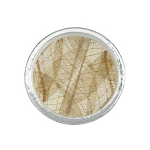 Rustic Sheer Cream Lace Leaves Ring