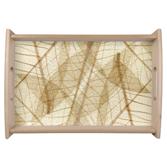 Rustic Sheer Cream Lace Leaves Serving Tray (Front)