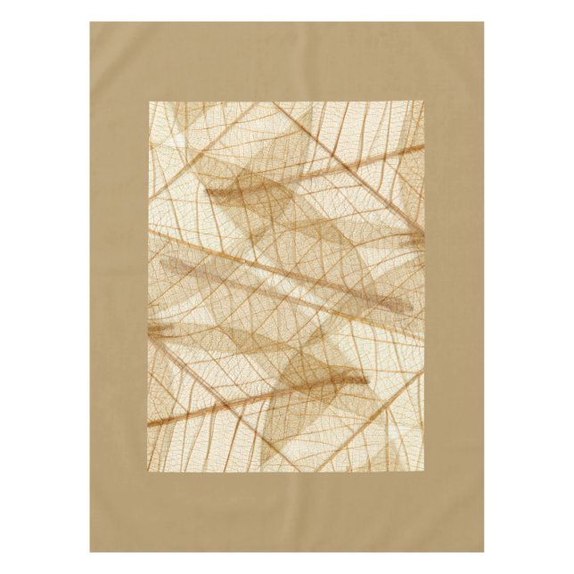 Rustic Sheer Cream Lace Leaves Tablecloth (Front)