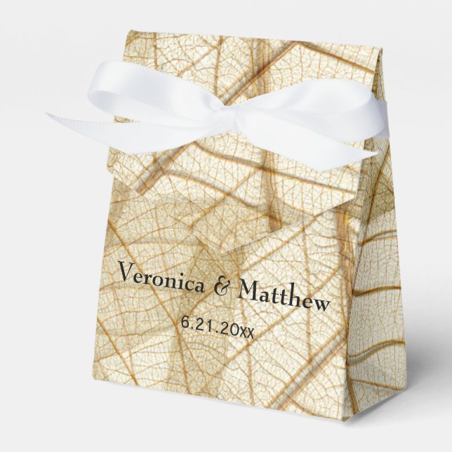 Rustic Sheer Cream Lace Leaves Wedding Favor Boxes (Front Side)