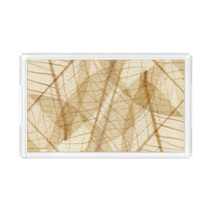 Rustic Sheer Lace Leaves Acrylic Tray
