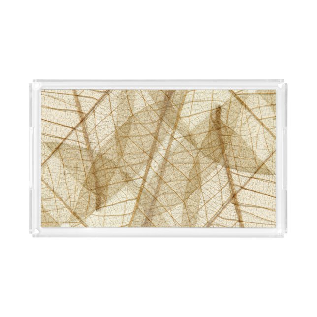 Rustic Sheer Lace Leaves Acrylic Tray (Front)