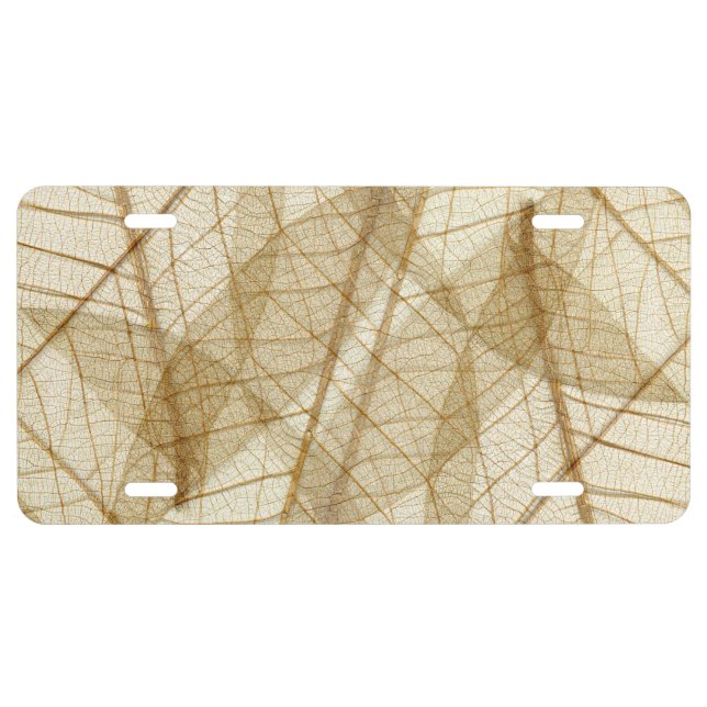 Rustic Sheer Lace Leaves License Plate (Front)