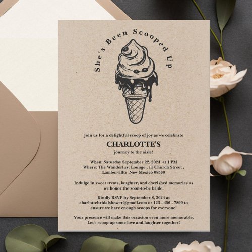 Rustic Shes Been Scooped Up Bridal Shower Invitation