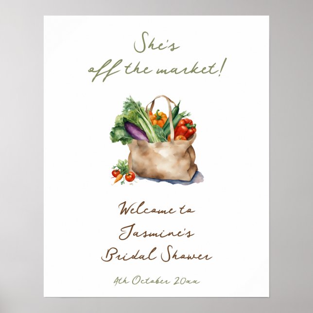 Rustic She's Off the Market Bridal Shower Welcome Poster (Front)