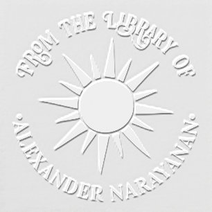 Rustic Shining Sun and Rays Library Book Name Embosser