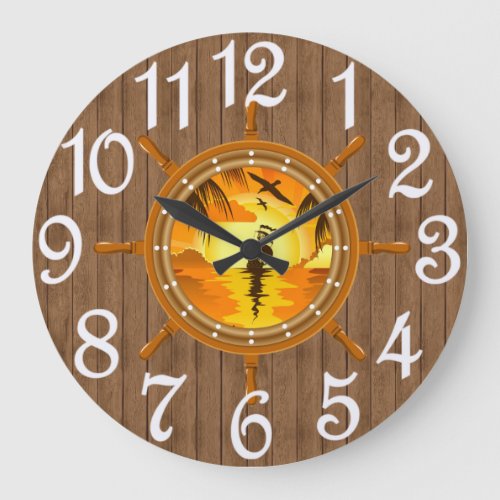 Rustic Ship Ahoy Large Clock