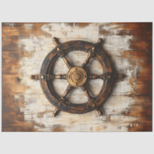 Rustic Ship Wheel Helm Nautical Decoupage Tissue Paper