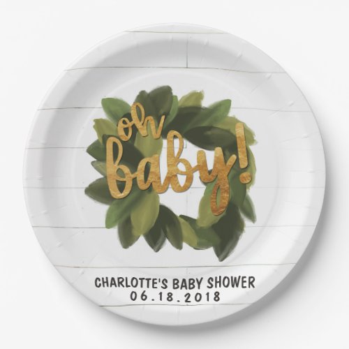 Rustic Shiplap Baby Shower Paper Plates